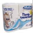 Папір туал. целюлоз. "Малюк" по 4 рул., на гільзі, 2-х шар., 4 рул., білий Malvar