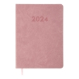 Щоденник датов. 2024 DESEO, A5, рожевий, штуч. шкіра/поролон