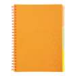 Зошит на пружині NEON, А4 (210x297), 120 арк, клітинка, 3 PVC розділювачі, PVC обкладинка, помаранчевий