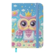 Книжка записна OWL на гумці, А7, 80 арк., клітинка., офсет крем., тв.лам.обл., блакитна, KIDS LINE