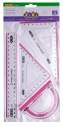 Комплект: лінійка 20см, 2 косинця, транспортир, з рожевою смужкою,  KIDS Line