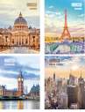 Книга канцелярська СТОЛИЦІ СВІТУ, А4, 80 арк., клітинка, офсет, тверда ламінована обкладинка, асорті
