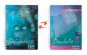 Книга записная DOUBLE, А6, 96 л., клетка, твердая ламинированная обложка, бирюзовая/голубая
