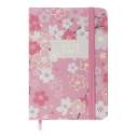 Книжка записна BLOSSOM, на гумці, А7, 80 арк., клітинка., офсет крем., тв.лам.обл., рожева