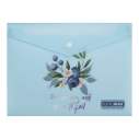 Папка-конверт А5 на кнопці, BLUEBERRY ARABESKI, напівпрозора,аквамарин