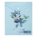 Папка-конверт А6 на кнопці, BLUEBERRY ARABESKI, напівпрозора,аквамарин