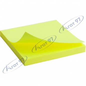 Блок бумаги с липким слоем 75x75 мм, 80 л, ярко-желт