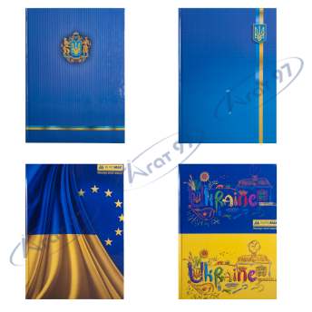 Книга канцелярська UKRAINE, А4, 96 арк., клітинка,  офсет,тверда ламінована обкладинка, асорті